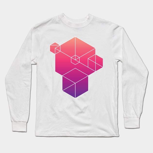 Pink/Purple Gradient Tangentoid Long Sleeve T-Shirt by Kudden